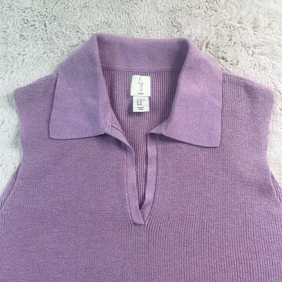 JOIE Knit Top Womens XL Purple Collared Sleeveless Soft Vneck Vest - Picture 3 of 10